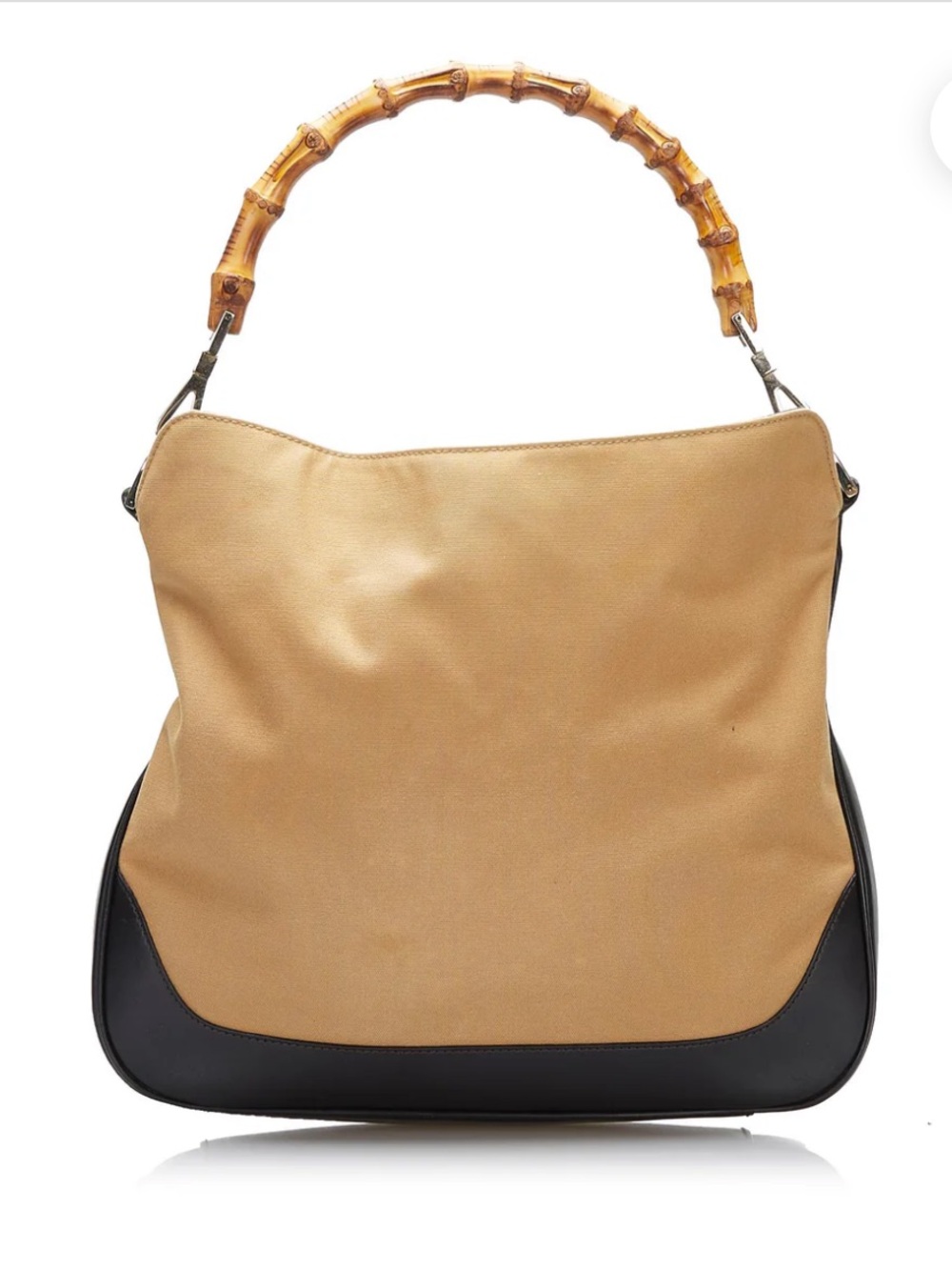 GUCCI early 2000s bamboo web canvas and leather satchel bag